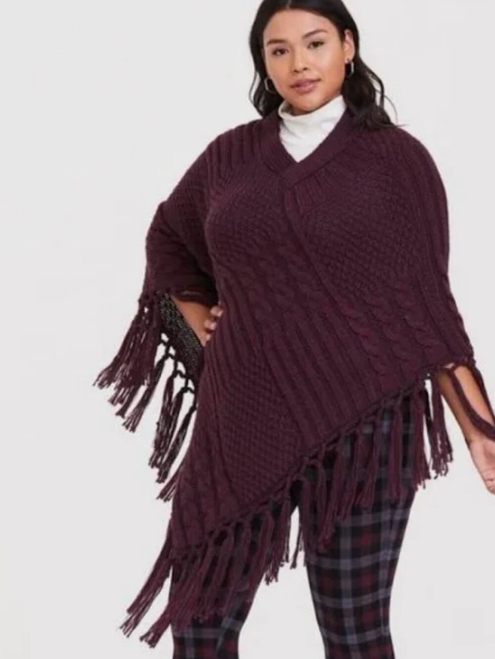 Torrid Burgundy Chunky Knit Poncho